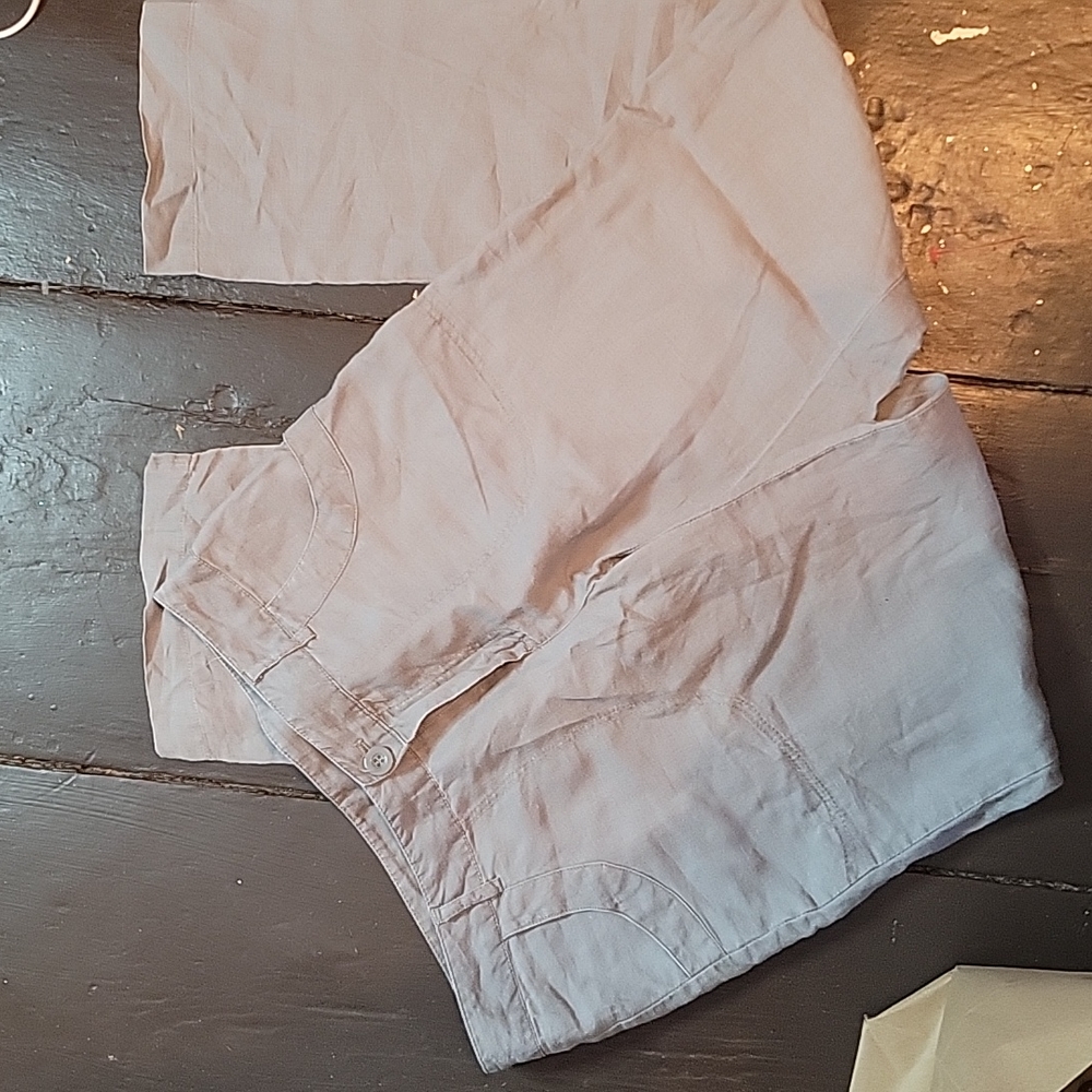 Grey Linen Convertible Pants - Size 6